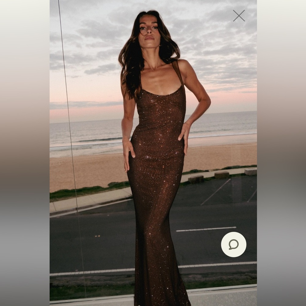 Meshki Shimmering Brown Maxi Dress